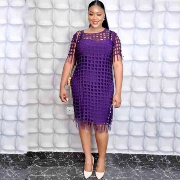 

dresses 2 piece sets beading dashiki african for women chiffon loose square grid hollow out midi africa clothing, Black;gray