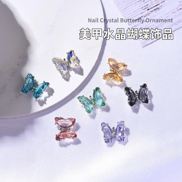 

nail art decorations 2021 ins spring's latest burst manicure jewelry cut butterfly white k crystal nails accessories, Silver;gold