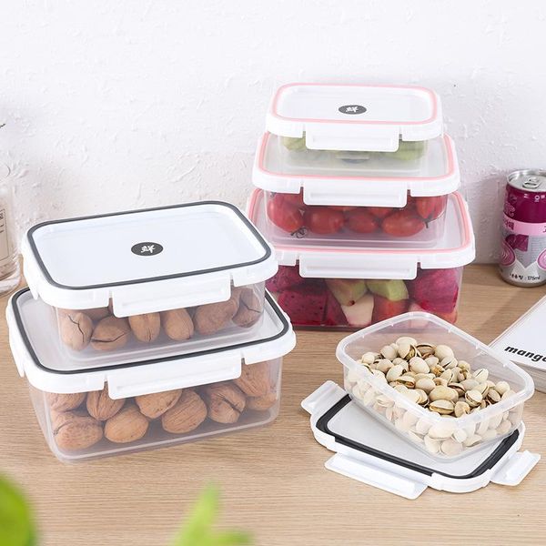 

storage bottles & jars preservation box plastic microwave refrigerator food sealing bento lunch rectangular three-piece