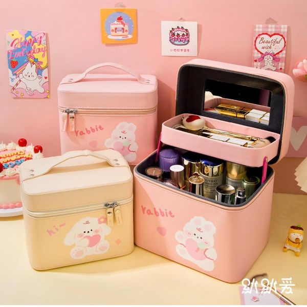 

cosmetic bags & cases kawaii large bag women pu leather waterproof zipper make up portable travel makeup organizer beauty case mo283