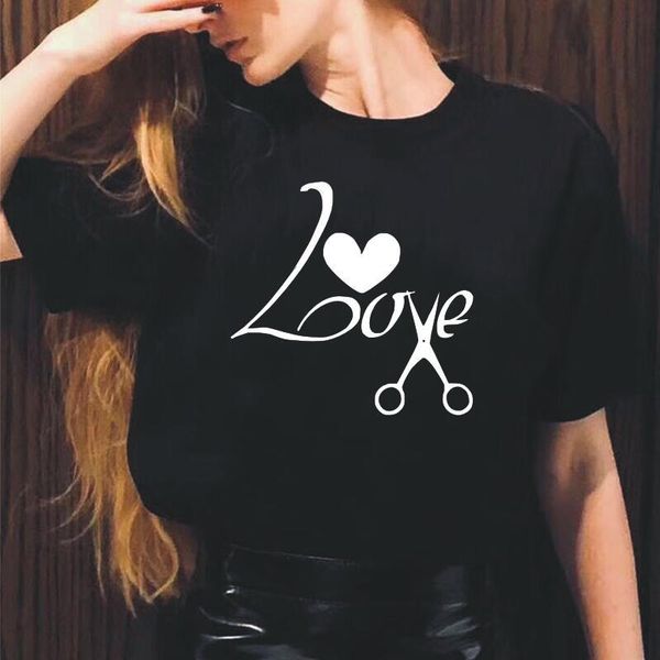 

harajuku shirt barber love scissor home print tee femme casual summer short sleeve women tshirt plus size camiseta mujer women's t-shir, White