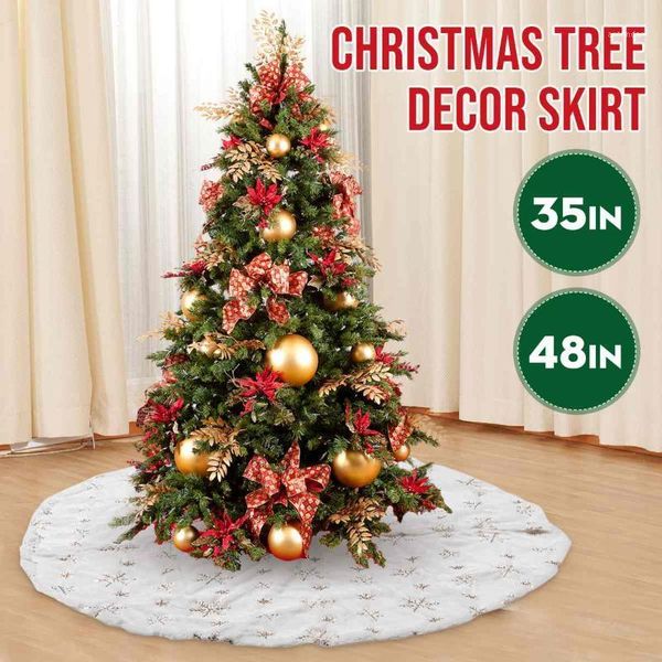 

christmas decorations tree decor snowflake white skirt fur for xmas gift 2021 home