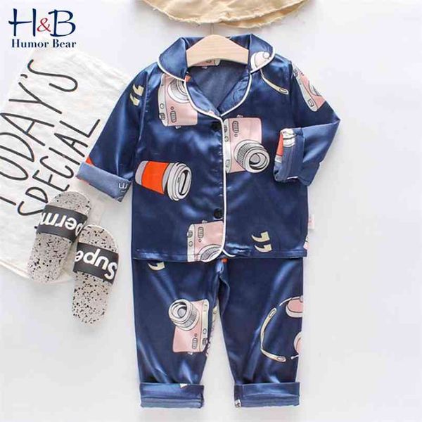 

autumn children's long pajamas set fashion korean version of the home service comfortable cute 210611, Blue;red