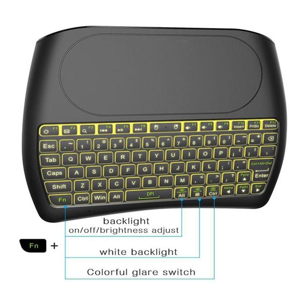 

pro bluetooth 2.4g wireless handheld keyboard 7 color backlight dual mode english russian portable fingerboard keyboards