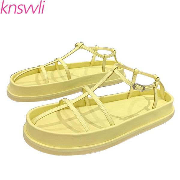 

sandals summer gladiator women hollow outs thick sole beach shoes woman flats platform designer, Black