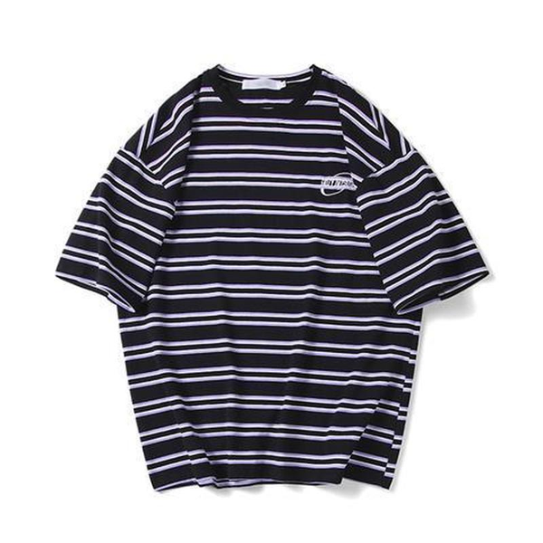

japanese harajuku retro striped short sleeved couple t shirt 2021 loose hip hop harajuku female t shirt ins harajuku style, White