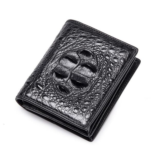 

sale luxury crocodile leather wallet men's fashion short high-quality purses designer card wallets pocket bag carteira masculina, Red;black