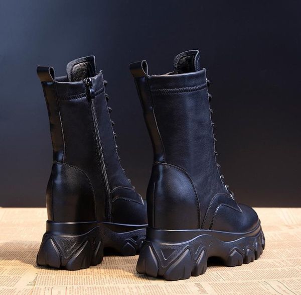 

boots mid 2021 thick bottom with short autumn and winter cotton shoes, Black