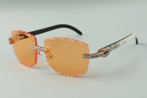 

2021 designers sunglasses 3524023 xl diamonds cuts lens natural hybrid buffalo horn temples glasses, size: 58-18-140mm, White;black