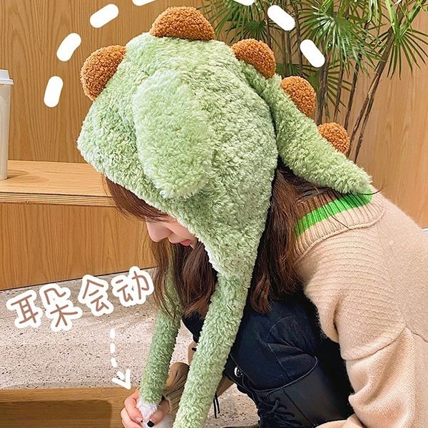 

net red girl heart small dinosaur scarf hat cute versatile winter warm ear a pinch of the will move, Blue;gray