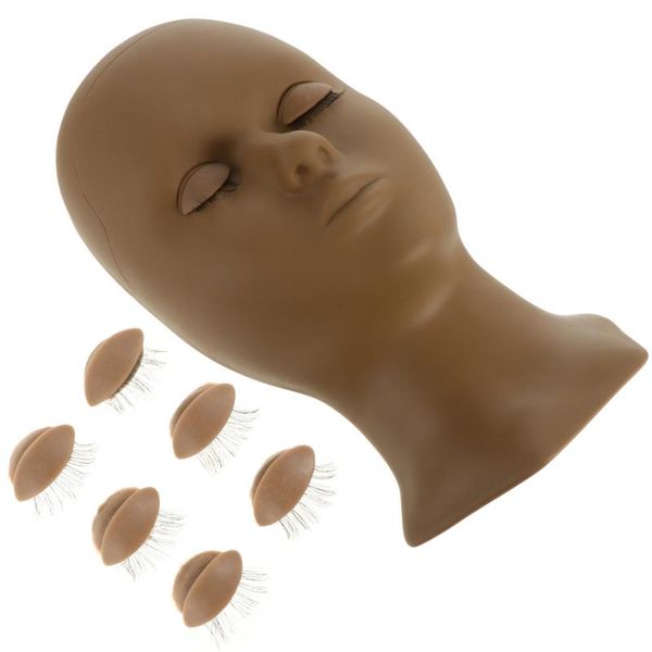 

false eyelashes practice head mannequin model with 6 eyelids for extension training