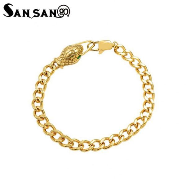 

link, chain 2021 fashion snake head bracelet couple jewelry gift golden titanium steel for party gifts, Black