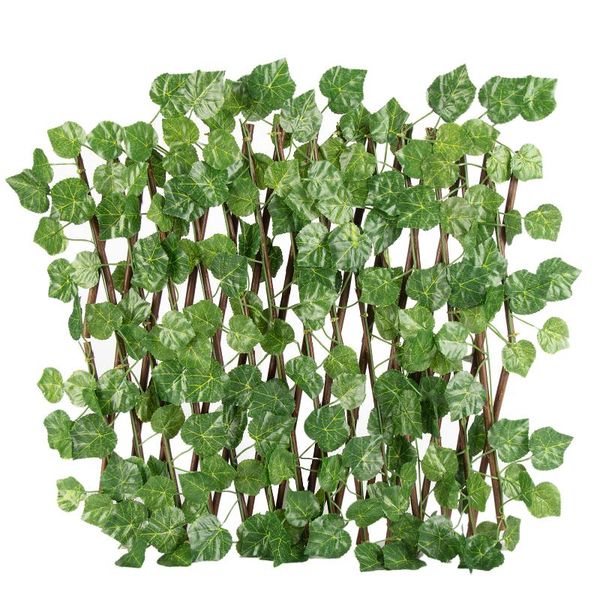 

fencing, trellis & gates fence fake flowers green leaves outdoor garden wall guardrail decorative blocking plants
