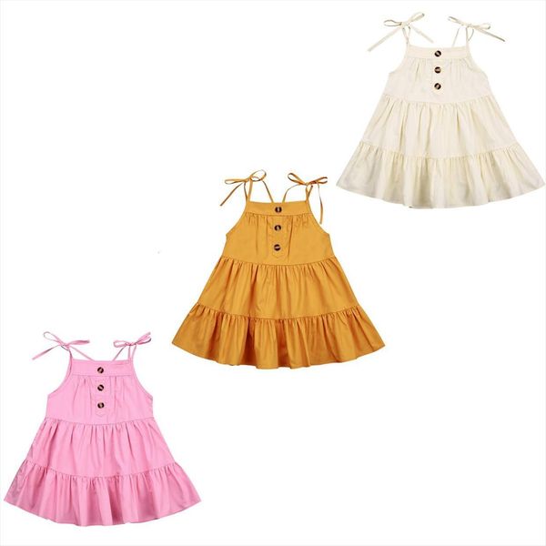 

0 5years toddler baby girl dress summer sleevless solid o neck cotton soft fashion cute clothing 3colors, Red;yellow