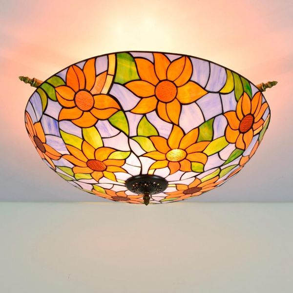 

ceiling lights 65cm creative mediterranean sun tiffany colored glass small living room restaurant bar bedroom half lamp