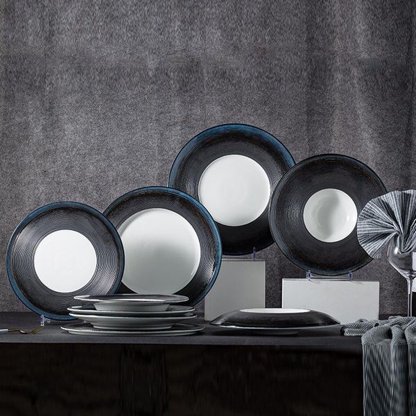 

dishes & plates restaurant set creative western plate ceramic round curry european pasta steak
