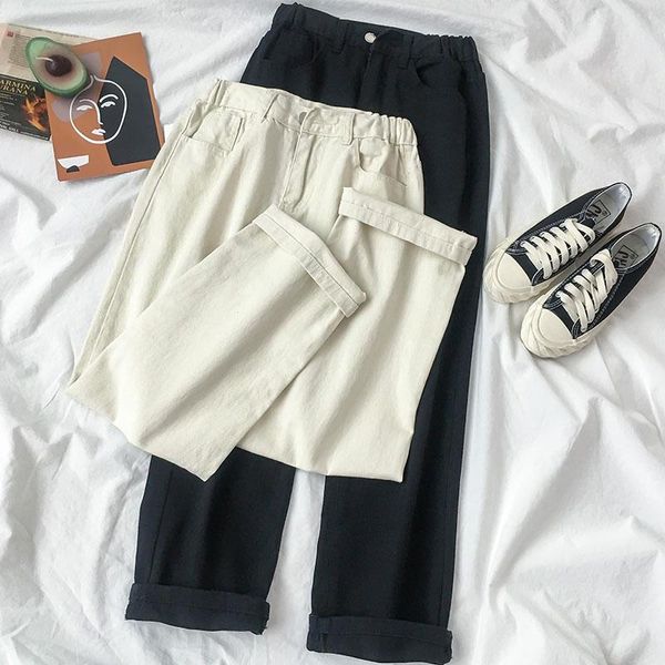 

women's jeans streetwear high waisted straight women trousers casual harem pants pantalon femme loose black baggy q4507, Blue
