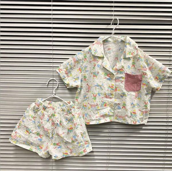 

girls boys 2 pcs set printed shirt+shorts cotton summer fashion suits 2-7 years cy367 clothing sets, White