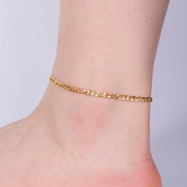 

skyrim leg ankle bracelet gold color beaded stainless steel beach foot chain figaro anklet jewelry gift for women girls, Red;blue