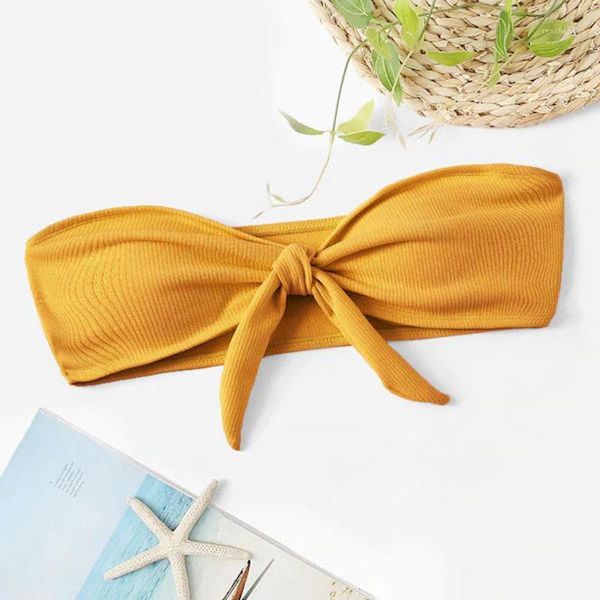 

women's swimwear 2021 summer style lady bikini solid colour bowknot tube off shoulder cute girls swimsuit sexy, White;black