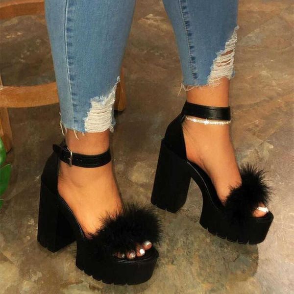 

sandals large size women's fashion breathable high heels shoes, Black