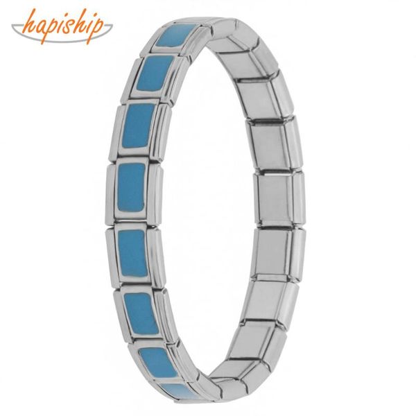 

link, chain hapiship 2021 9mm width stainless steel fashion women lady jewelry blue glaze bracelet bangle g104, Black