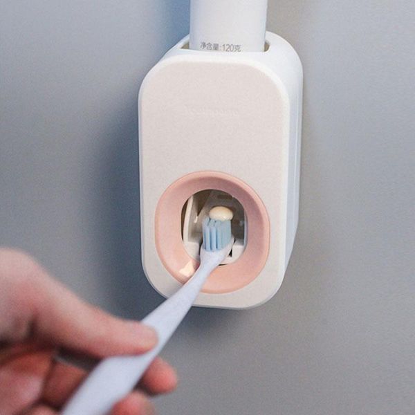 

adhesive automatic toothpaste squeezer set, wall-mounted holder toothbrush rack wall suction holders