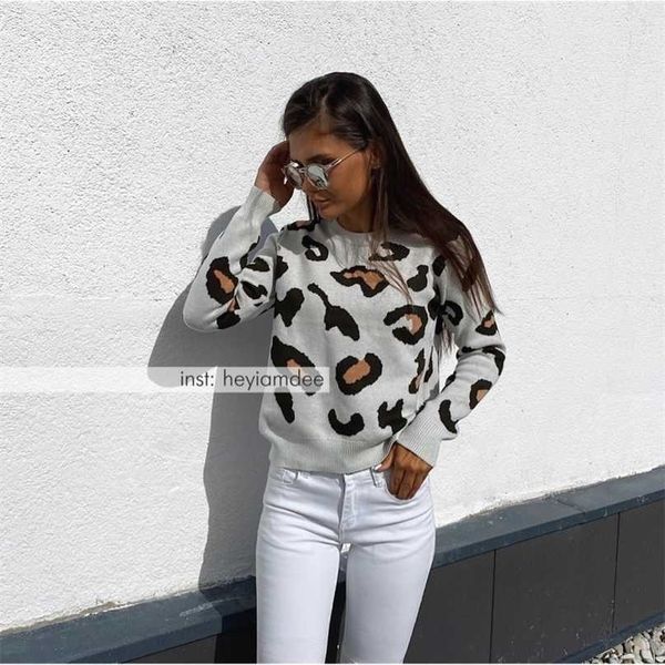 

beautiful pink leopard short pullover and sweater women fall winter korean elastic knitted jumper female knitwear 211011, White;black