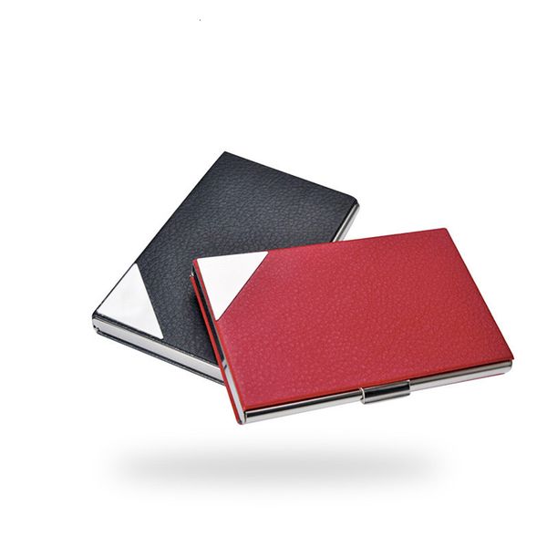

files card holder pu leather stainless steel business case metal