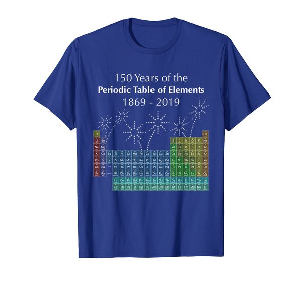 

periodic table 150 year anniversary chemistry t-shirt, White;black