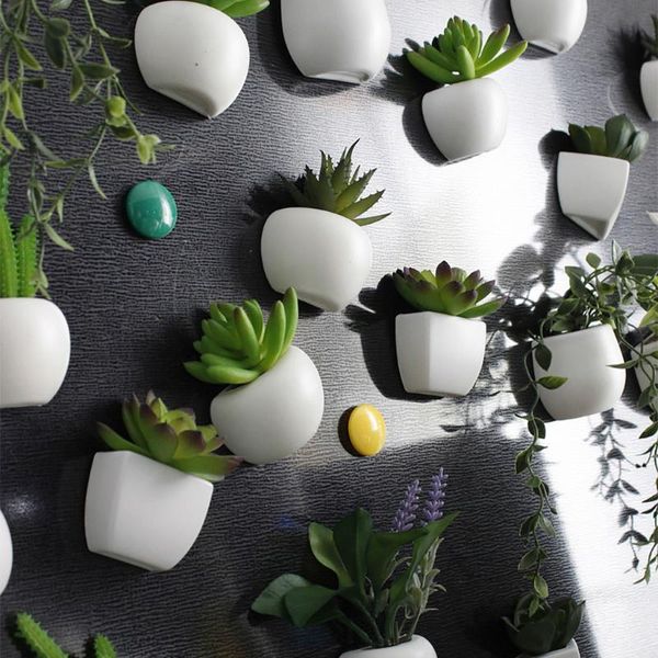 

green flocking artificial succulents plants bonsai deskfake home wedding wall refrigerator sticker decoration decorative flowers & wreat