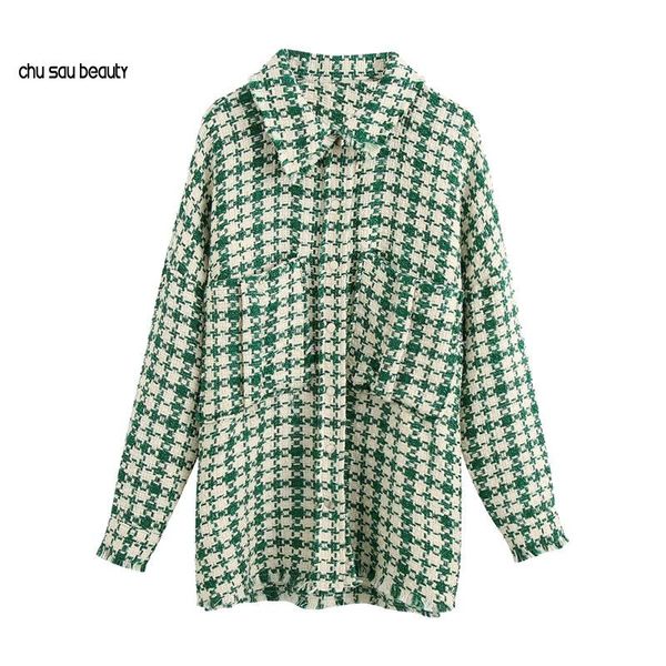 

women 2021 fashion with pocket oversized tweed jacket coat vintage long sleeve frayed tassel female outerwear chic c88 women's jackets, Black;brown