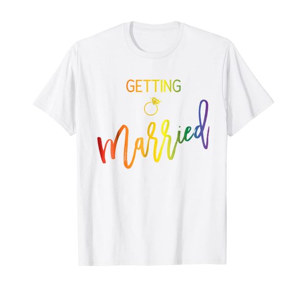 

gay pride rainbow getting married shirt, White;black