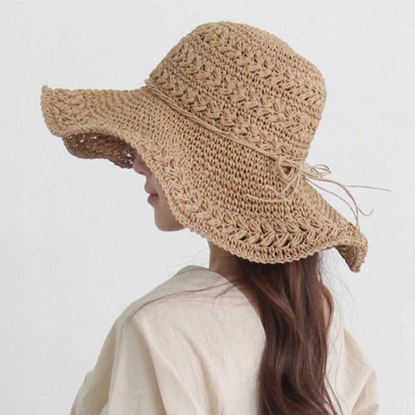 

women's hat spring straw vintage women summer sun casual beach raffia hats wide brim, Blue;gray