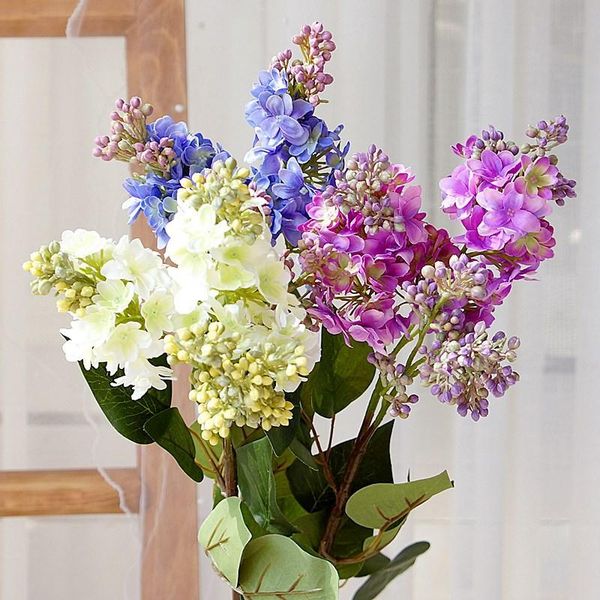 

silk lilac branch with green leaf home decoration accessories wedding party diy artificial flowers decorative & wreaths