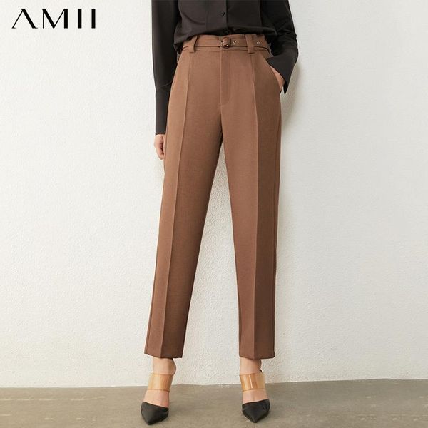 

women's pants & capris amii minimalism autumn winter causal olstyle fashion suit female high waist ankel-length 12030446, Black;white