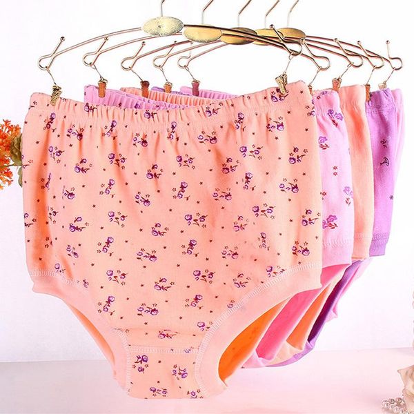 

women's panties plus size 100%cotton underwear high waist briefs breathable elastic underpants soft lingerie for mom, Black;pink