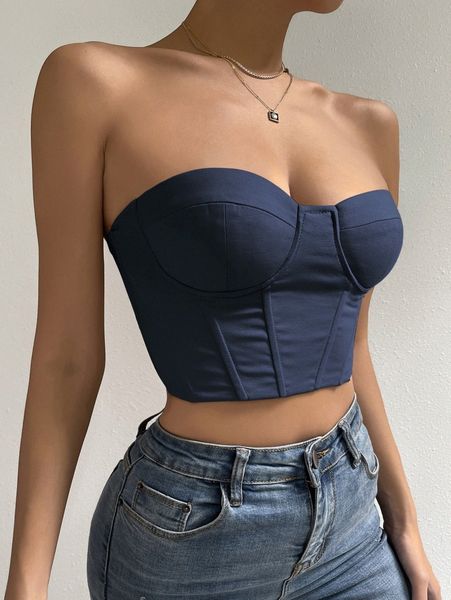 

lace-up bustier cropped tube g9wb#, White