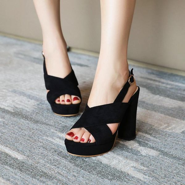 

european and american fashion roman sandals high heel, Black