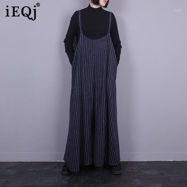 

women's pants & capris ieqj 2021 spring and summer fashion women clothes straps full length striped loose female trousers wp71401, Black;white