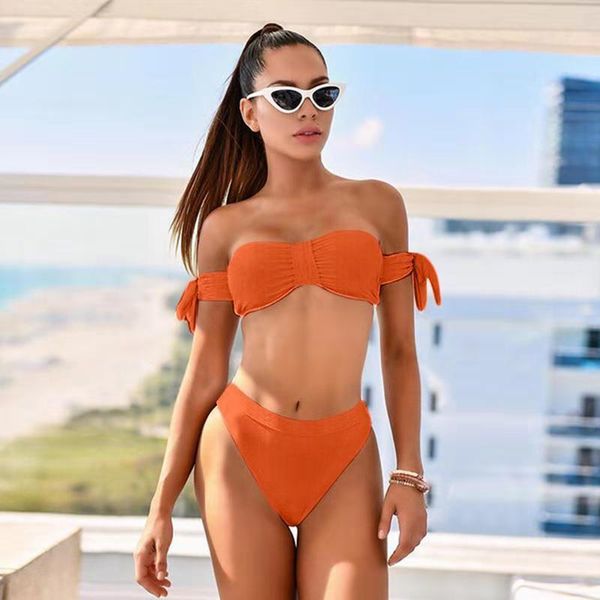 

arrival women swimsuit 2 piece padded wireless bikini set swimwear push up bra female fashion bathing swimming suit women's, White;black