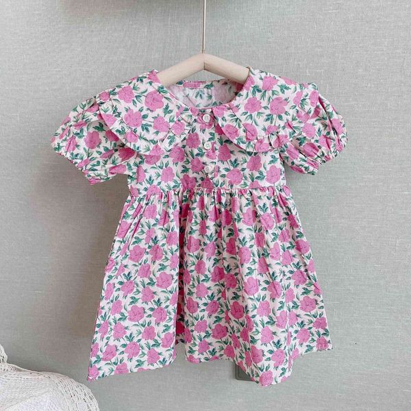 

girl's dresses summer for girls children clothes flower print kid clothing sleeveless princess 8si0, Red;yellow