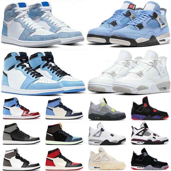 

boots basketball shoes 1s high og 1 volt gold chicago obsidian bred dark mocha hyper royal rust pink 4 4s mens women trainers sneakers, Black