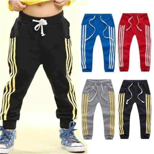 

trousers kids baby children boys girls striped lace up loose casual cotton soft toddler harem pants jogger sportswe iv9h, Blue