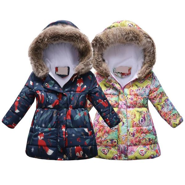 

down coat 2021 children's clothes plaid medium length cotton jacket boys and girls solid color hooded baby warm outwear, Blue;gray