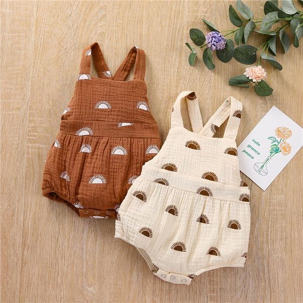 

rompers baby boys girls casual suspender jumpsuits,born breathable sun printed button backless triangle romper,0-24months, Blue