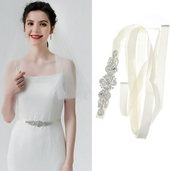 

wedding sashes ueen s019 rhinestones belts crystal bridal decorative belt with stones jeweled satin ribbons, White