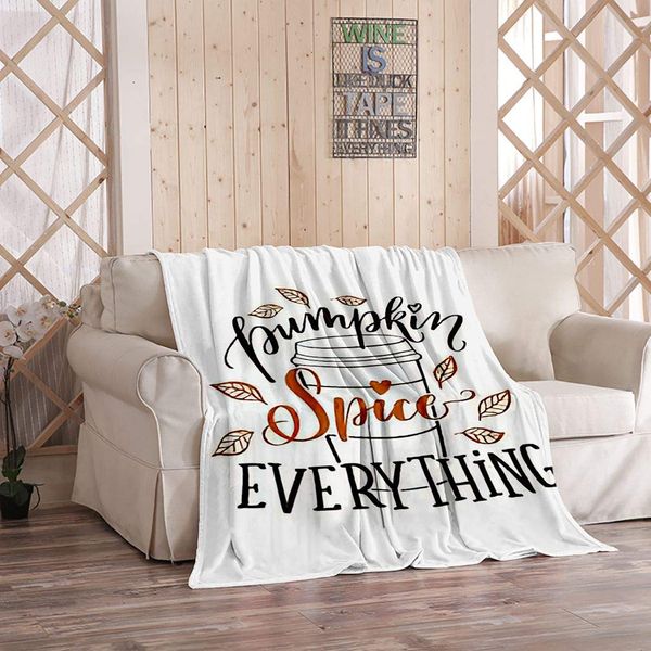 

Ajckly Thanksgiving Throw Blanket, Pumpkin Spice Everything Latte Leaves Home Soft Flannel Cozy Warm Lightweight Bedding Blanket
