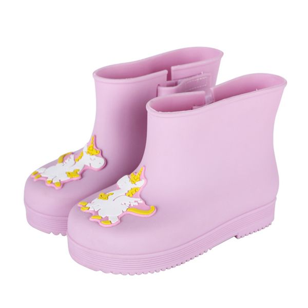 

fashion boots baby unicorn shoes waterproof rain boots girls pink yellow girls shoes children ankle boots all season water shoes, Black;red