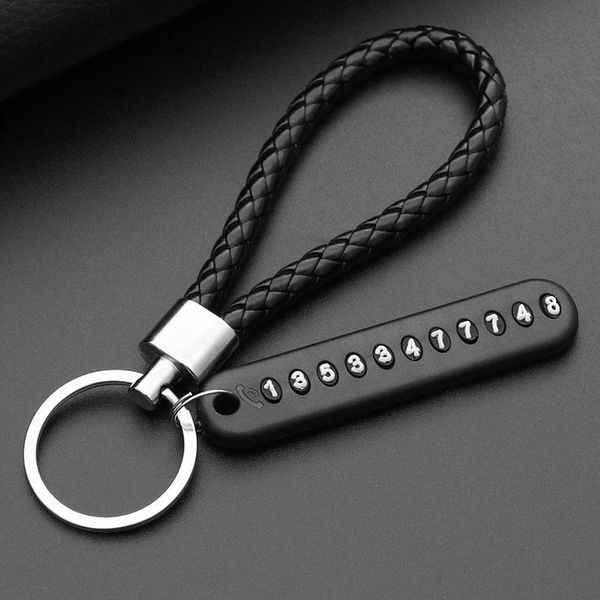 

keychains anti-lost car keychain phone number plate card keyring key ring auto vehicle chain accessories, Silver
